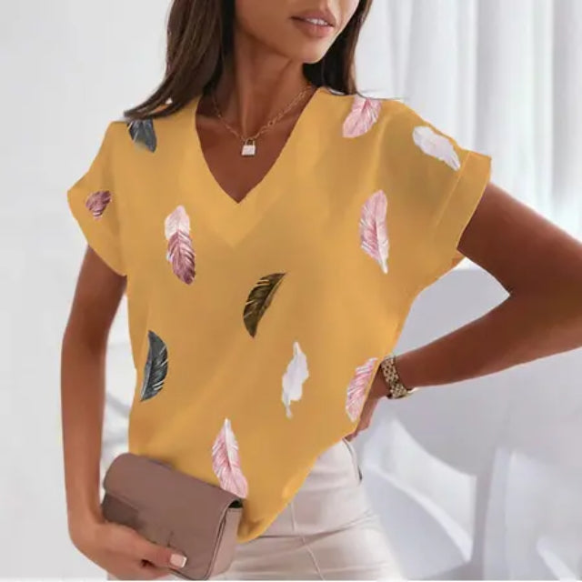 🔥【Купете 1, вземете 1 безплатно】😍【S-6XL】Дамска тениска с 3D щампа с пера