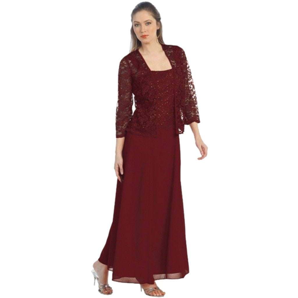 Amazon AliExpress Fashion European and American Style Two-Piece Lace Cardigan Chiffon Maxi Dress plus Size Women's Clothing 9957