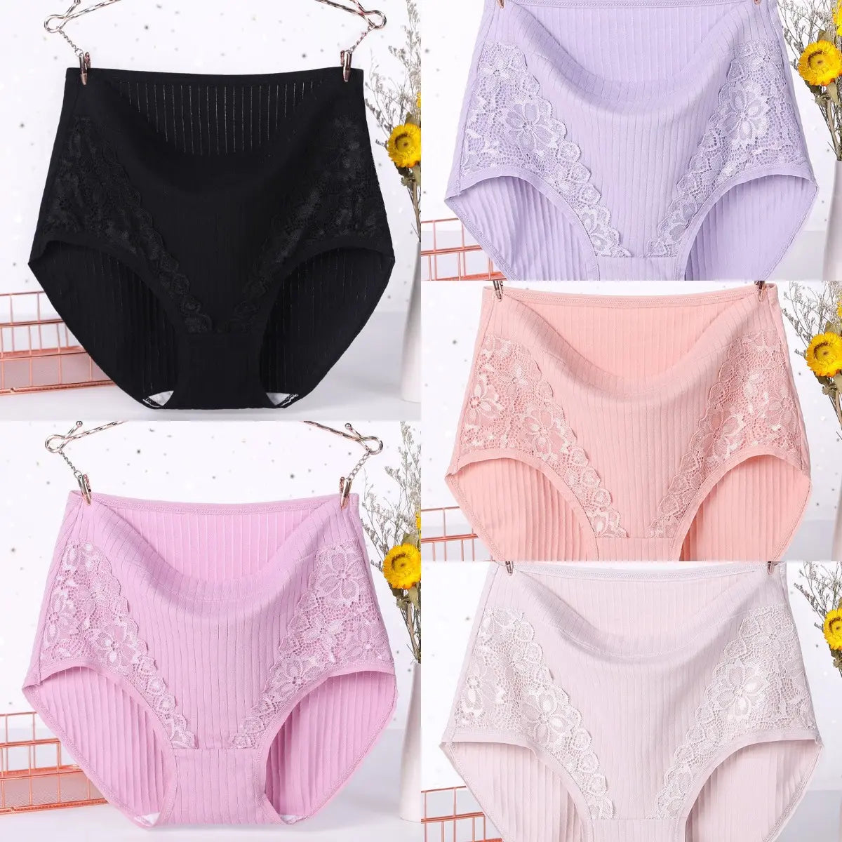 Chiloți din bumbac rezistenti la scurgeri cu talie înaltă, 5 piesă 138 lei