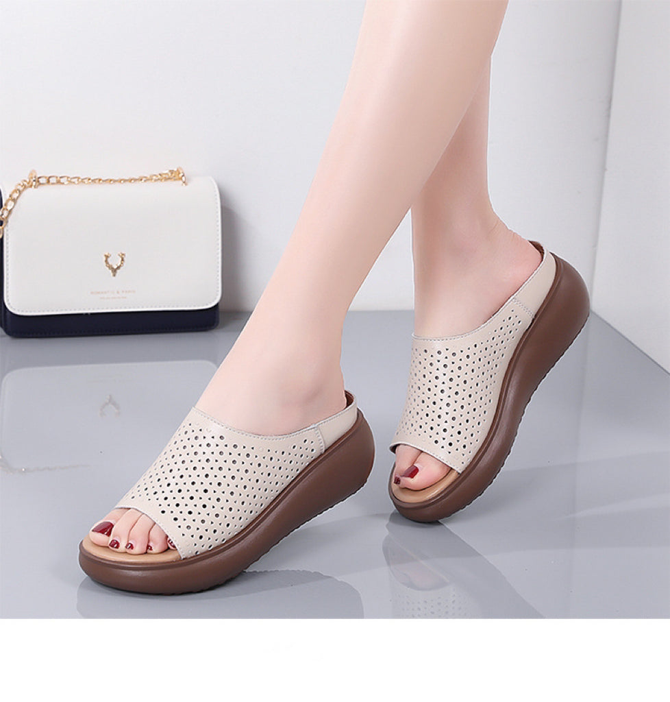 35-40-2024 Stilul etnic poartă sandale, pene cu platformă, sandale cu gură de pește, sandale pentru femei