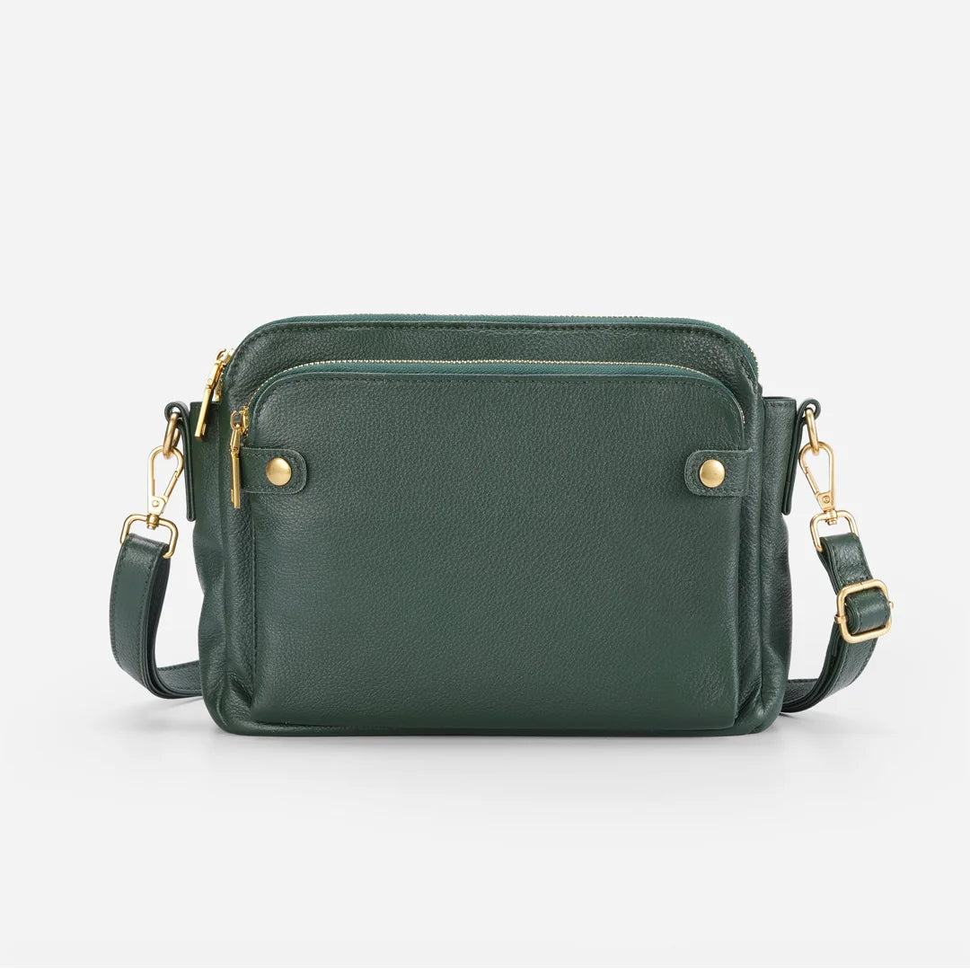Geantă crossbody triplă din piele