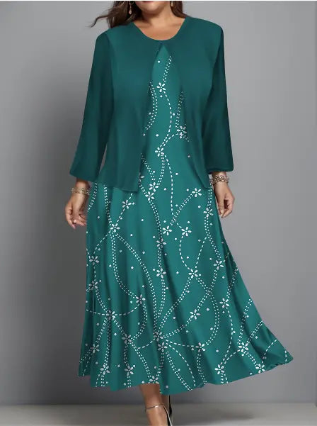 【S-3XL】Rochie de costum casual cu imprimeu in carouri retro cu gat rotund