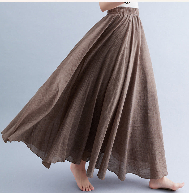 Fusta japoneză de mărime plus bumbac și in,talie înaltă, largi și elastic