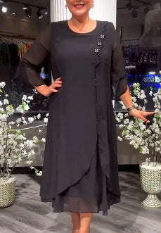 S-5XL-2024 Rochie cu maneci trei sferturi cu imprimeu pentru imbracaminte smart casual plus size larga pentru femei