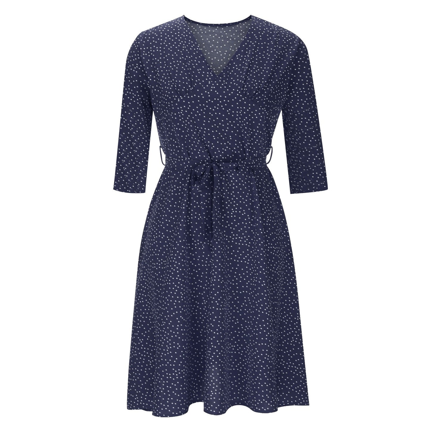 S-2XL 2024 Rochie casual de vară de damă, cu decolteu în V, culoare uni, imprimeu cu buline, cu mâneci scurte, cu bretele