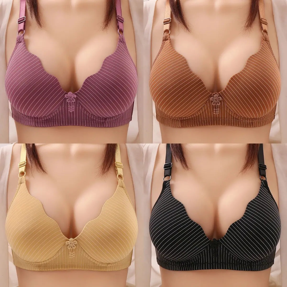 2024 Sutien cu dungi fără fir pentru damă, confortabil și respirabil