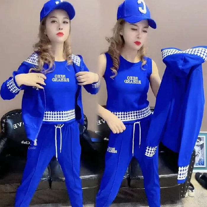 【Jacheta + vesta + pantaloni】Set de 3 piese costum sport casual de primăvară și toamnă 2023