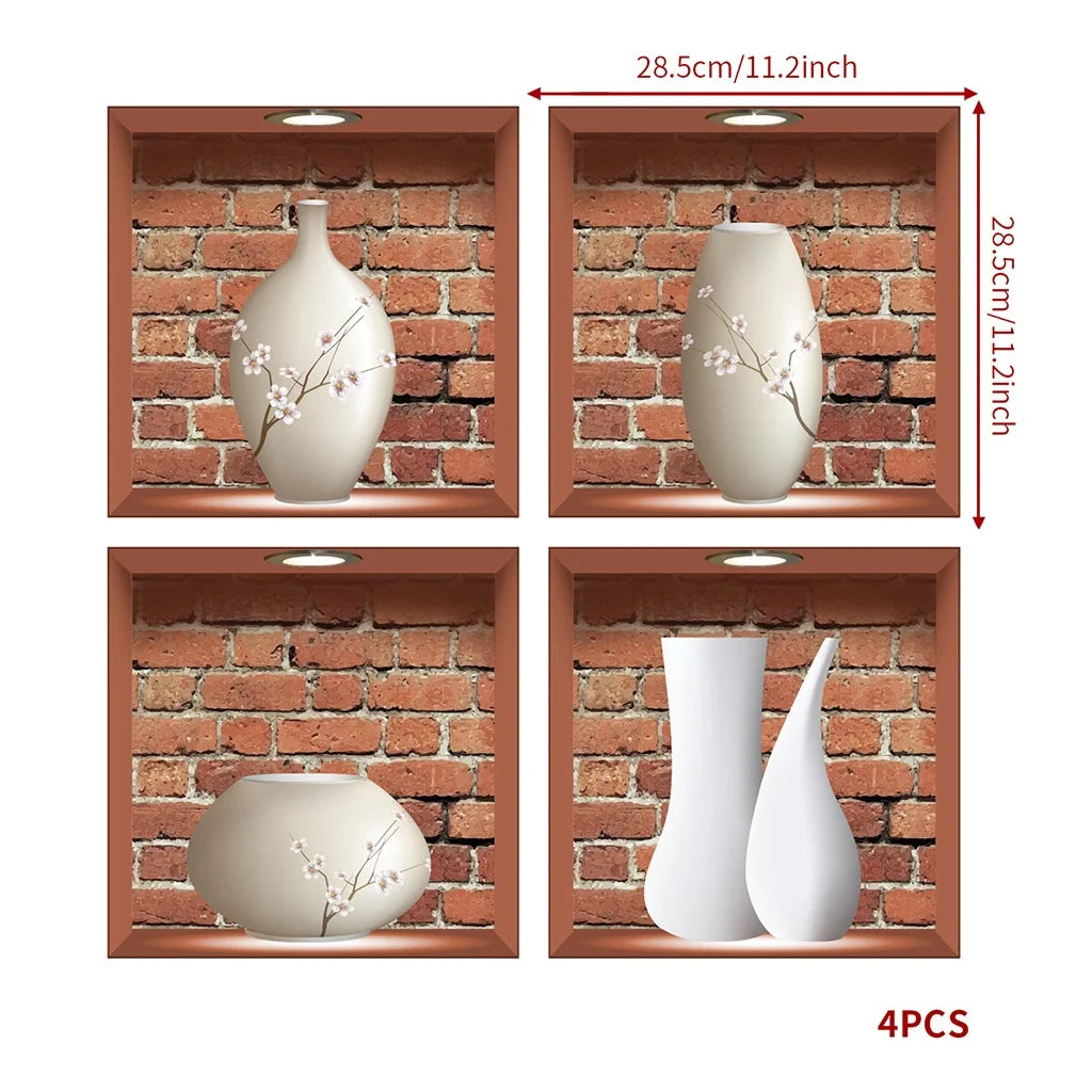Autocolante în ghivece cu efect 3D(1 Set 4 pcs)