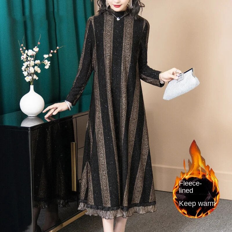 2023 noua toamna si iarna, plus marimea, rochie la moda si eleganta pentru mama, simpla in stil coreean