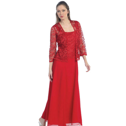 Amazon AliExpress Fashion European and American Style Two-Piece Lace Cardigan Chiffon Maxi Dress plus Size Women's Clothing 9957