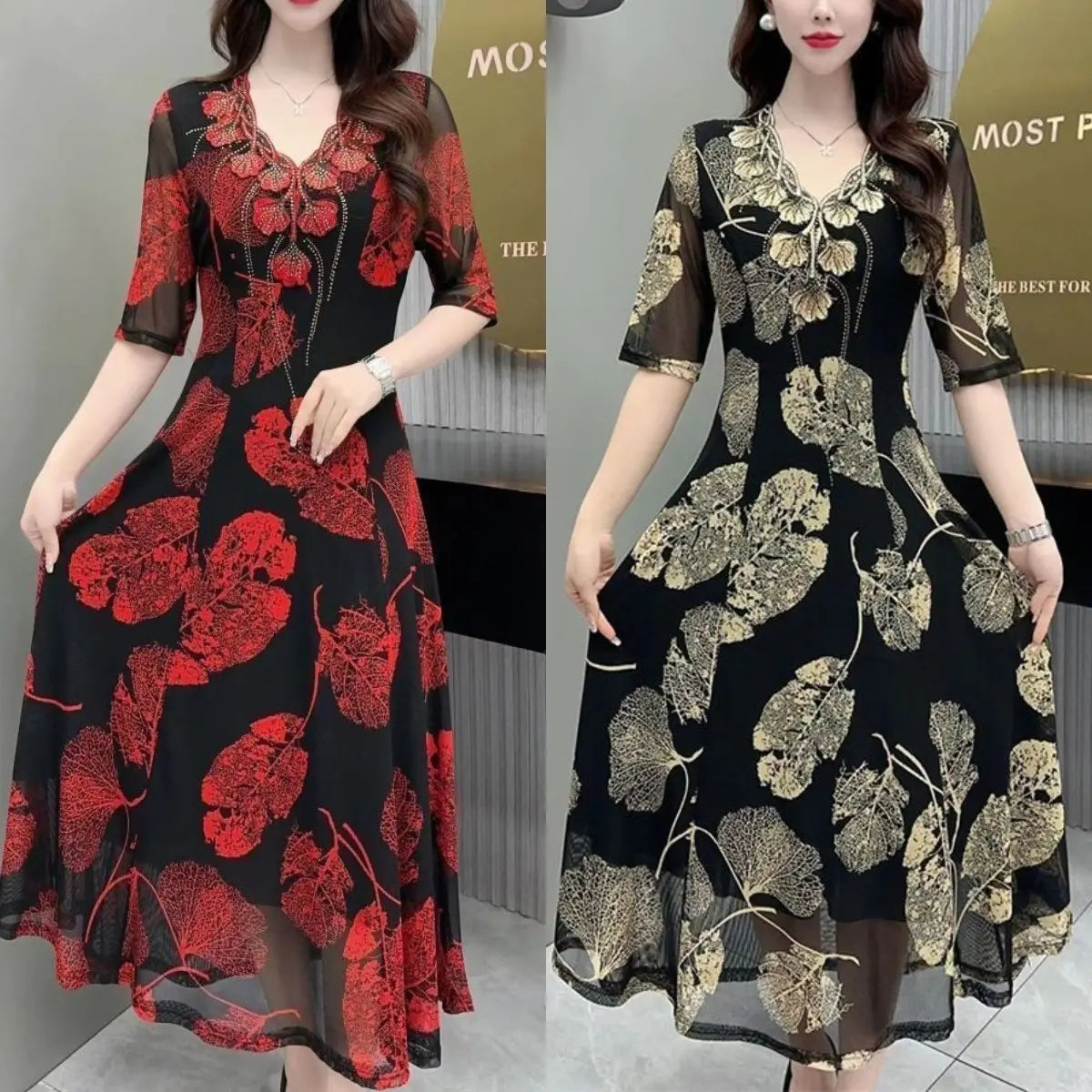 Oferta limitata-⌈M-5XL⌉ Rochie imprimată pentru femei, cu o eleganță fără efort