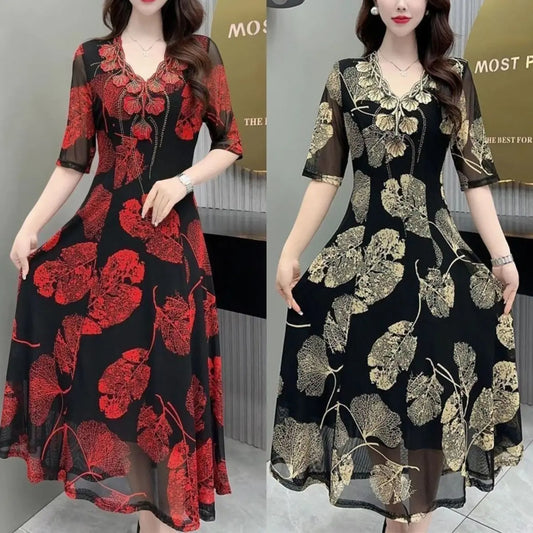 Oferta limitata-⌈M-5XL⌉ Rochie imprimată pentru femei, cu o eleganță fără efort