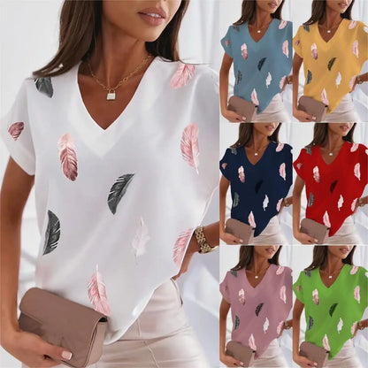 🔥【Купете 1, вземете 1 безплатно】😍【S-6XL】Дамска тениска с 3D щампа с пера