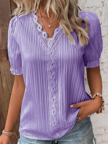 S-5XL-2024 Bluza cu maneca scurta decupata in vacanta de vara