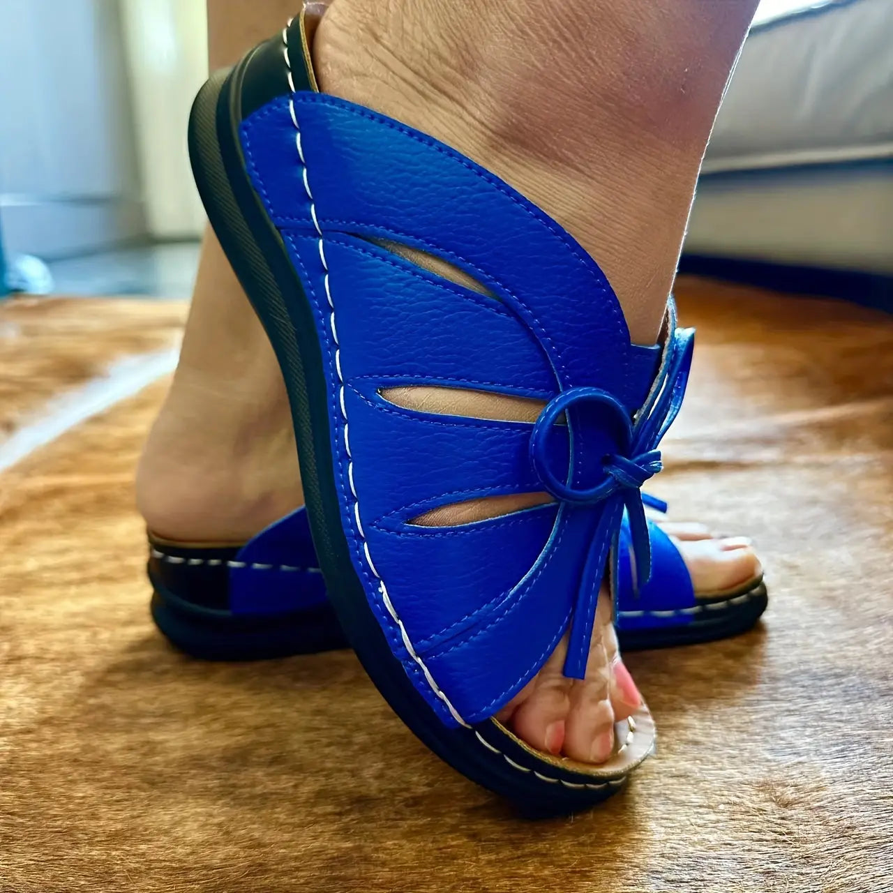 【cumpără 1 primești 1 gratis】🥰【35~43】Sandale elegante de damă cu bowknot peep toe slide - slip-on confortabile în aer liber cu suport pentru arc și spate cu bretele