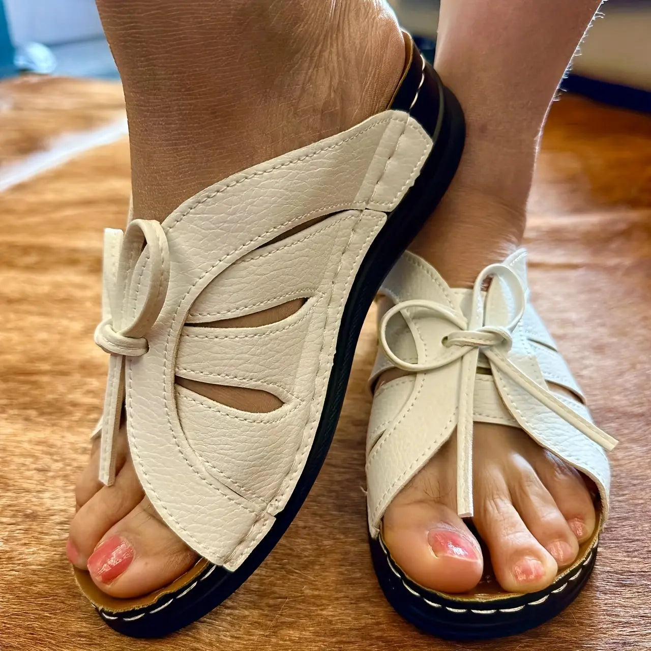 【cumpără 1 primești 1 gratis】🥰【35~43】Sandale elegante de damă cu bowknot peep toe slide - slip-on confortabile în aer liber cu suport pentru arc și spate cu bretele