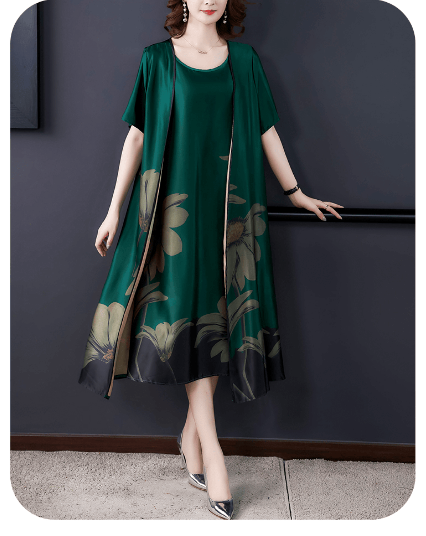 Oferta limitata-【M-5XL】Rochie imprimată cu lungime medie, set din două piese