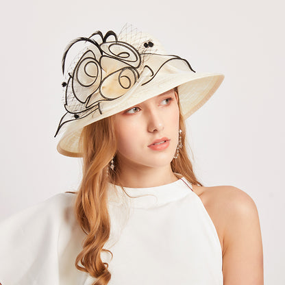 2024 Plasă de flori melon pălărie dantelă protecție solară vizieră banchet pălărie top