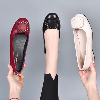 🔥【Promovare extrasezon】【35-40】Ofertă limitată-2024 Pantofi de damă din piele moale cu talpă moale cu toc gros cu vârf rotund!