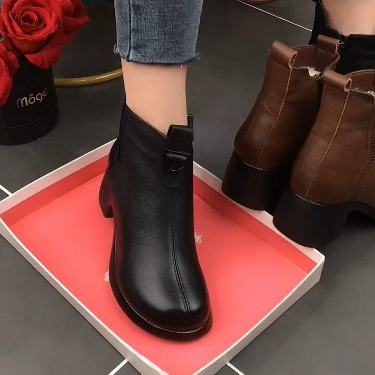 �[35-40]Nowe jesienne i zimowe krótkie buty z bocznym zamkiem błyskawicznym i antypoślizgowymi cholewkami