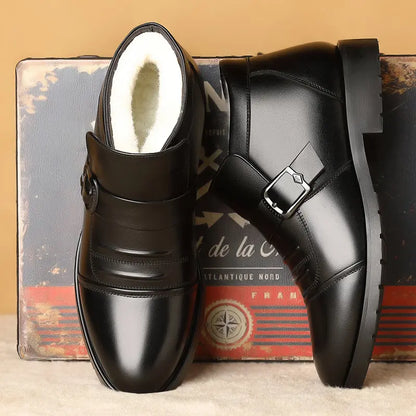 【39-44】 Cizme de iarnă pentru bărbați din piele cu talpă groasă și caldă