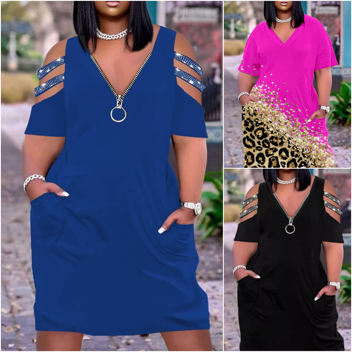 L-4XL 2024 Rochie lejeră lejeră cu decolteu în V cu imprimeu tie-dye