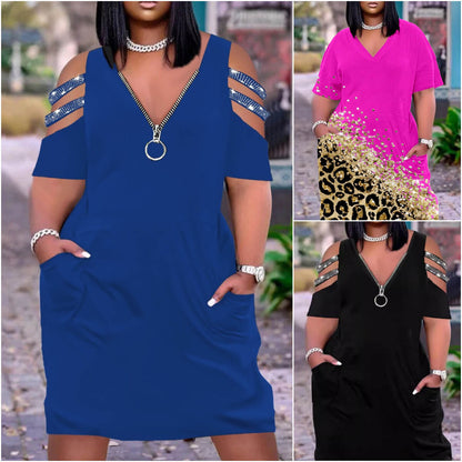 L-4XL 2024 Rochie lejeră lejeră cu decolteu în V cu imprimeu tie-dye