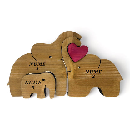 【Oferta limitata】Puzzle elefanti din lemn, pentru familie