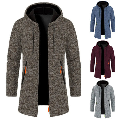 🔥【S-3XL】Jachetă cardigan de lână îngroșată de catifea de lungime medie pentru bărbați