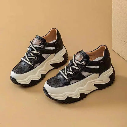 【50%OFF】【35-40】Sandale cu pană cu design decupat pentru femei, pantofi de exterior cu șireturi respirabili, sandale casual cu platformă