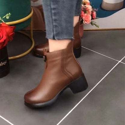 �[35-40]Nowe jesienne i zimowe krótkie buty z bocznym zamkiem błyskawicznym i antypoślizgowymi cholewkami