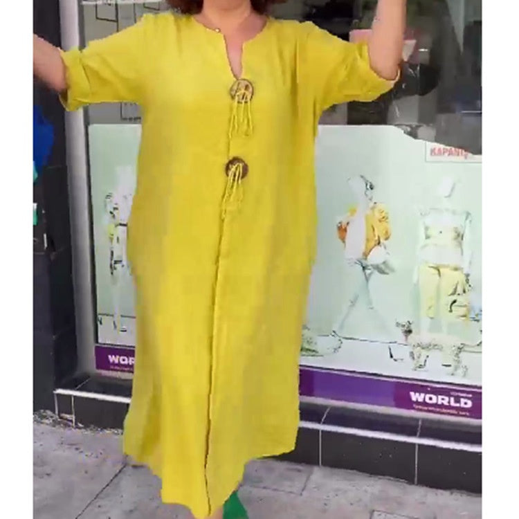 S-5XL-Rochie casual pentru femei libere în culori solide