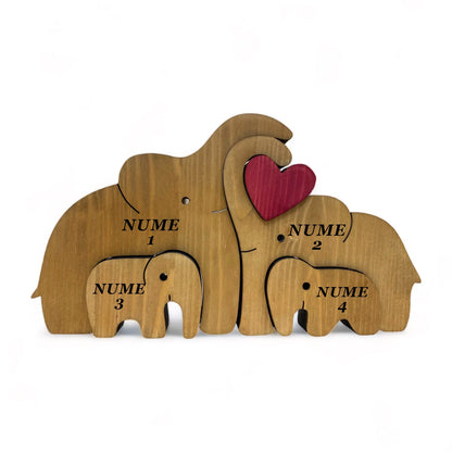 【Oferta limitata】Puzzle elefanti din lemn, pentru familie