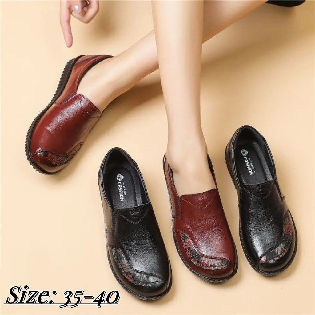 【35-40】Pantofi din piele moale cu talpă moale antiderapantă, la modă și confortabilă