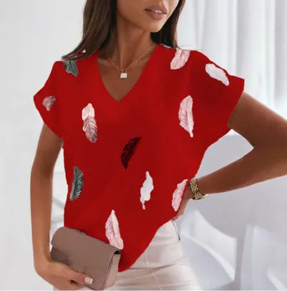 🔥【Купете 1, вземете 1 безплатно】😍【S-6XL】Дамска тениска с 3D щампа с пера