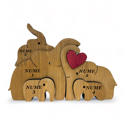 【Oferta limitata】Puzzle elefanti din lemn, pentru familie