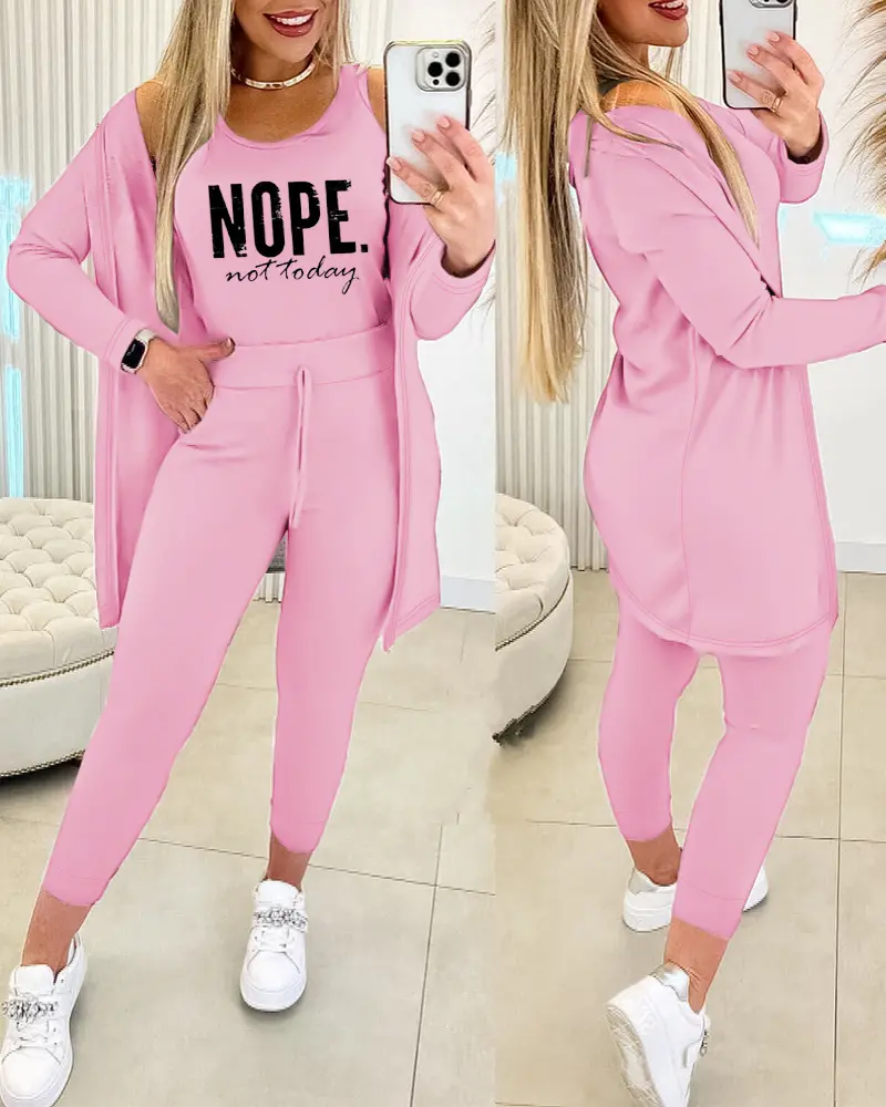 【S-2XL】Vesta imprimata + pantaloni cu cordon + jacheta