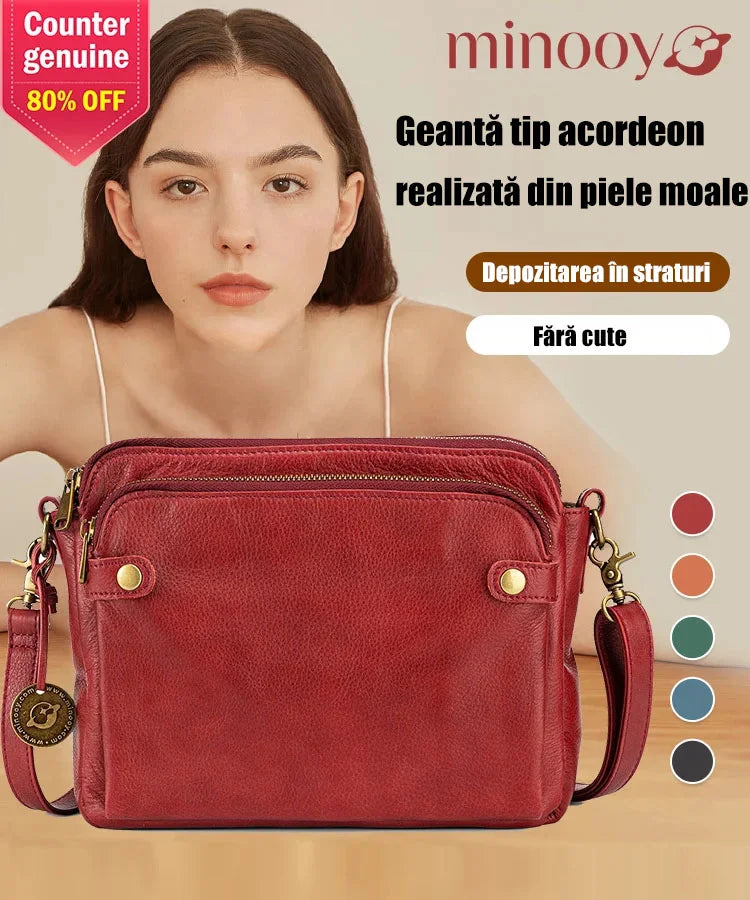 Ofertă limitată-Geantă crossbody triplă din piele