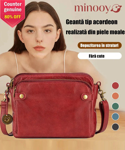 Geantă crossbody triplă din piele