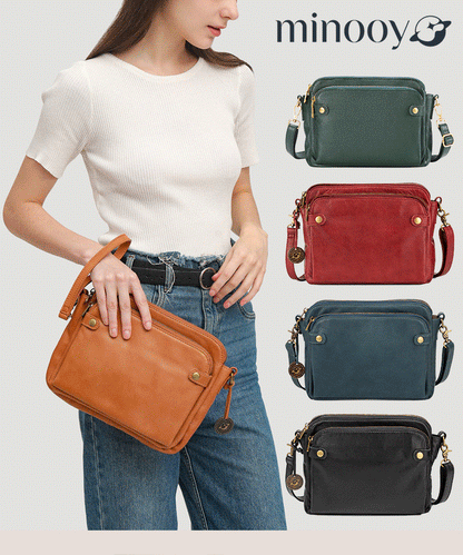 Geantă crossbody triplă din piele