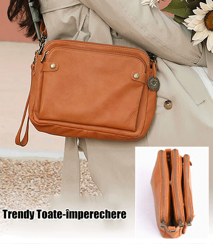 Geantă crossbody triplă din piele