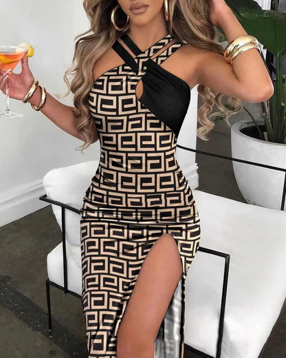 2024 noua rochie sexy cu fanta elastica imprimata