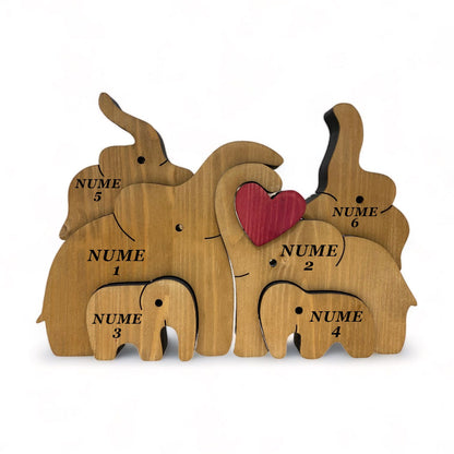 【Oferta limitata】Puzzle elefanti din lemn, pentru familie