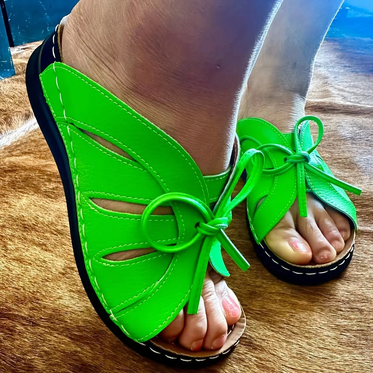 【cumpără 1 primești 1 gratis】🥰【35~43】Sandale elegante de damă cu bowknot peep toe slide - slip-on confortabile în aer liber cu suport pentru arc și spate cu bretele