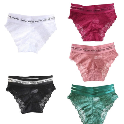 🔥【70%OFF】【5 bucăți】 Chiloți Transparenti Sexy De Dantela De Damă cu talie mijlocie