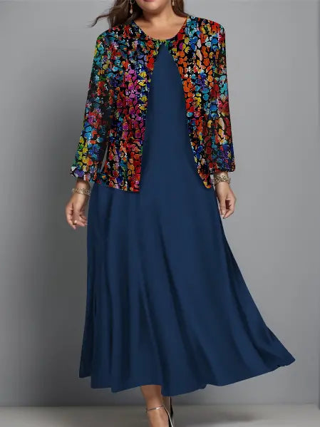 【S-3XL】Rochie de costum casual cu imprimeu in carouri retro cu gat rotund
