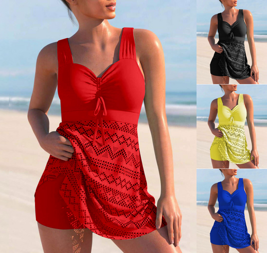 S-4XL-2024 Costum de baie divizat cu talie mare pentru costum de baie conservator cu fustă divizată pentru femei