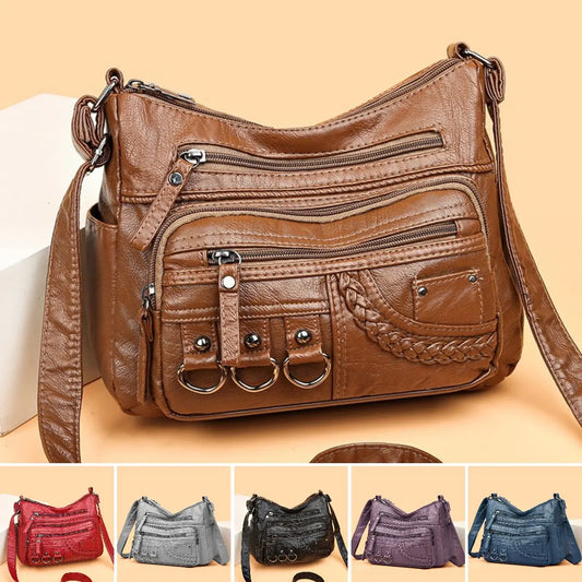 【Cumpără 1 primești 1 gratis】2024 Noua geantă Crossbody Geanta de umăr pentru mama, din piele moale spălată Geantă versatilă pentru femei