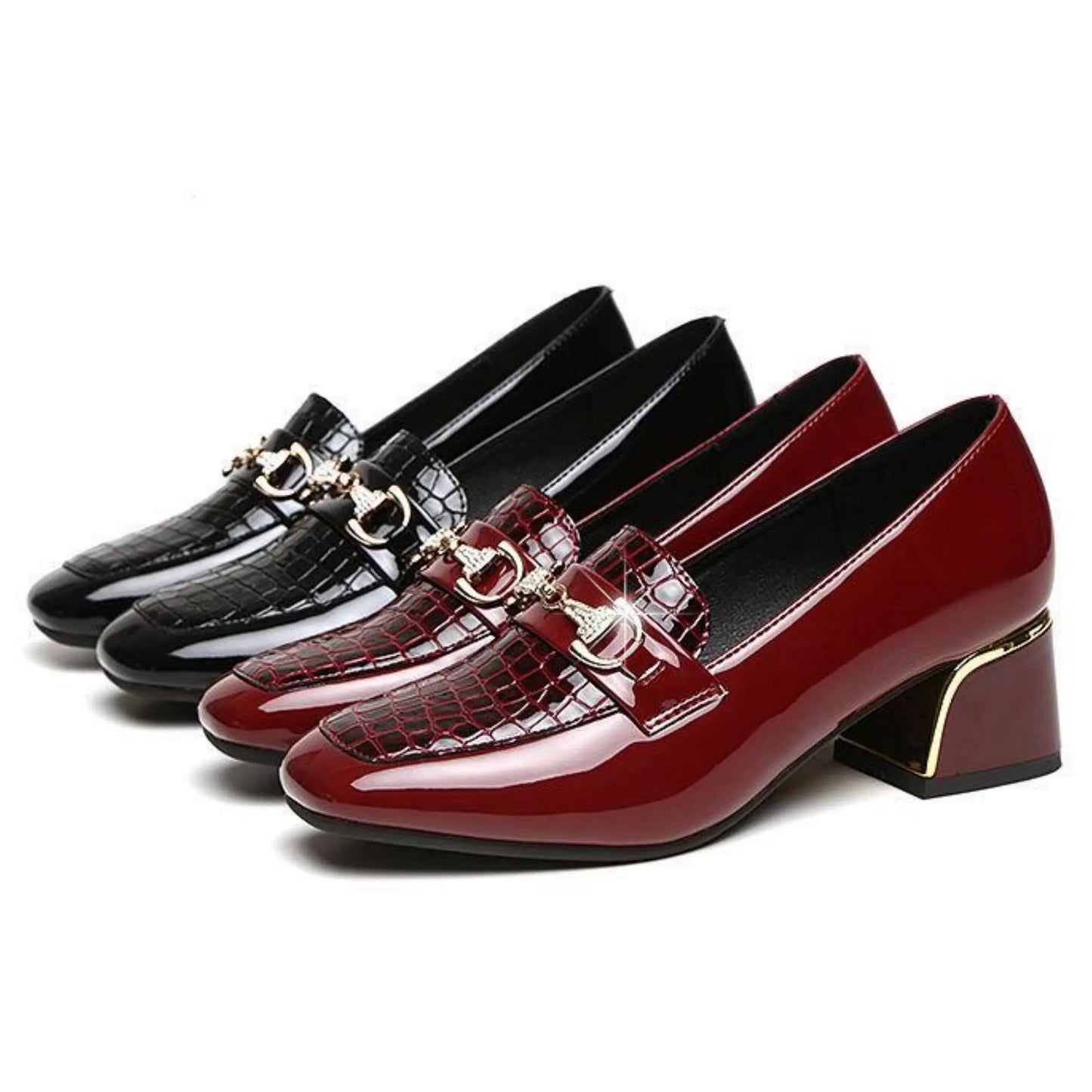 【35-40】 2023 pantofi din piele cu toc gros cu vârf pătrat de toamnă