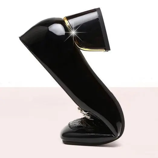 【35-40】 2023 pantofi din piele cu toc gros cu vârf pătrat de toamnă